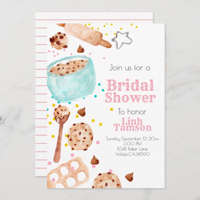 Cute baking party bridal shower invitation (Front/Back)
