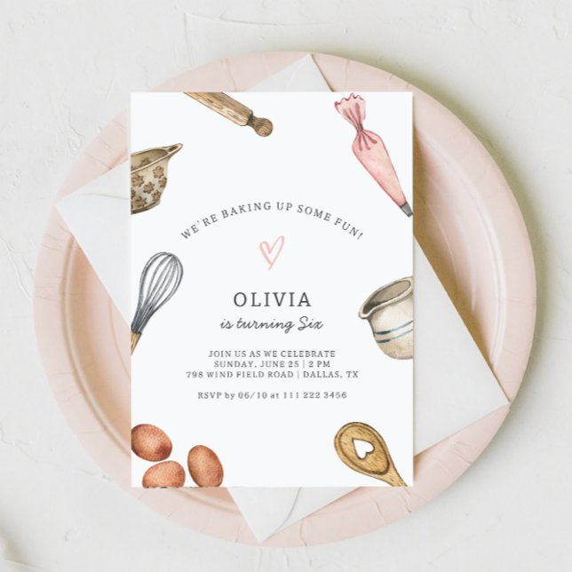 Cute Baking Party Girl's Birthday Invitation (Creator Uploaded)