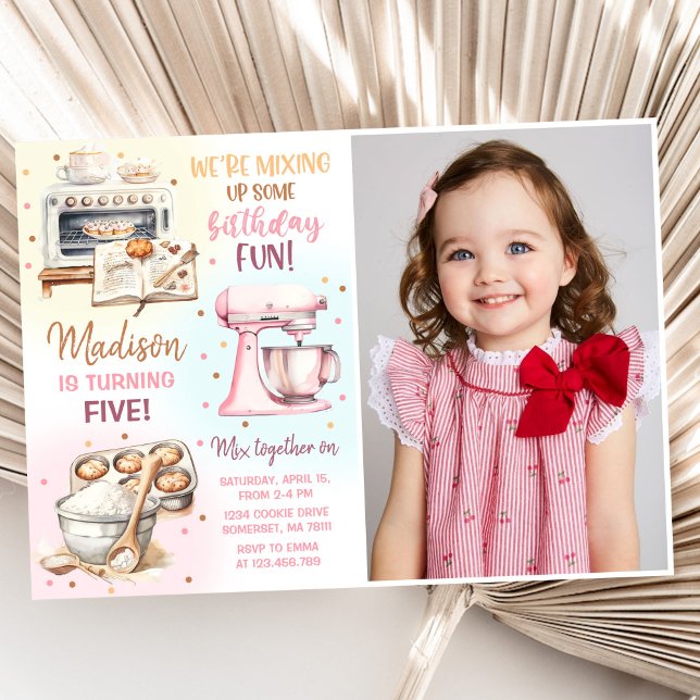 Cute Baking Party Girl's Birthday Photo Invitation (Creator Uploaded)