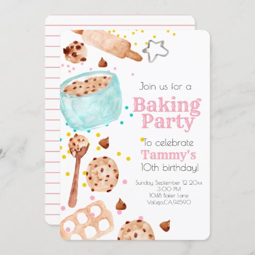 Cute baking party kid birthday invitation