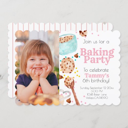 Cute baking photo kid birthday invite