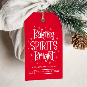 Cute Baking Spirits Bright Red Holiday Gift Tags