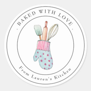 Cute Baking utensils Bakery  Classic Round Sticker