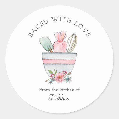 Cute Baking Utensils on White Classic Round Sticker