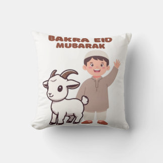 Cute Bakra Eid Mubarak - Kids Eid CelebratiT-Shirt Throw Pillow