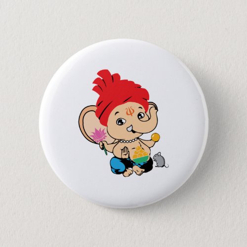 Cute Bal Ganesh Ganapathy Baby Hindu God Button