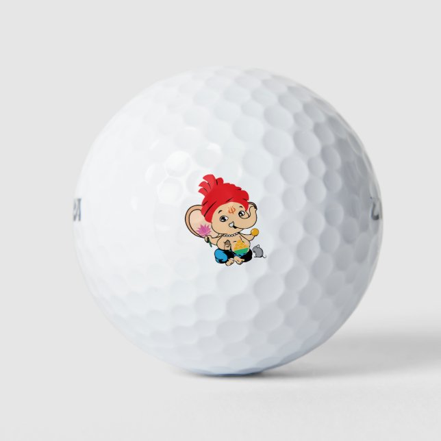 Cute Bal Ganesh Ganapathy Baby Hindu God Golf Balls (Front)
