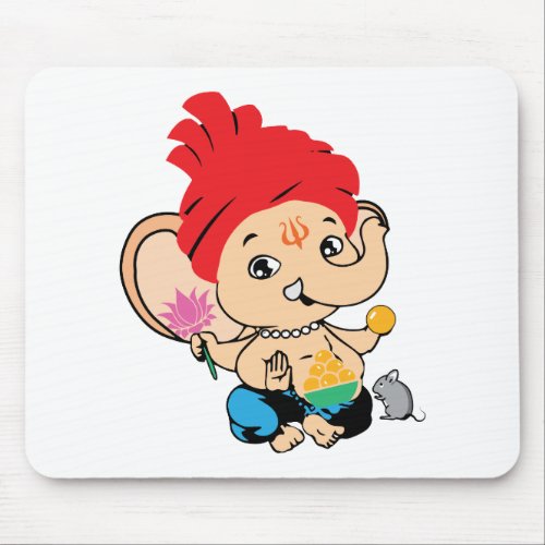 Cute Bal Ganesh Ganapathy Baby Hindu God Mouse Pad