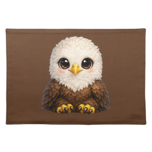 Cute Bald Eagle with Big Eyes Cozy Nature Cloth Placemat