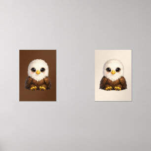 Cute Bald Eagle with Big Eyes Cozy Nature Wall Art Sets