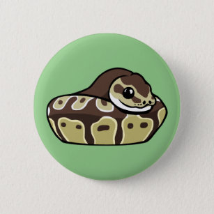 Cute Ball Python Pet Snake Drawing Badge Button