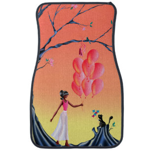 Cute Ballerina and cat at Midnight Tree Car Floor Mat