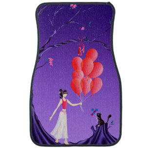 Cute Ballerina and cat at Midnight Tree Car Floor Mat