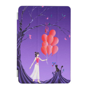 Cute Ballerina and Cat at Midnight Tree iPad Mini Cover