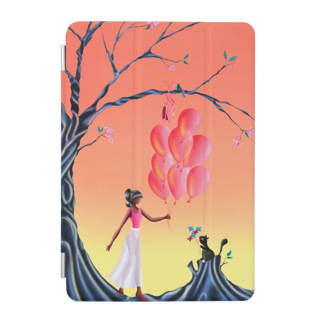 Cute Ballerina and Cat at sunset Tree iPad Mini Cover (Front)