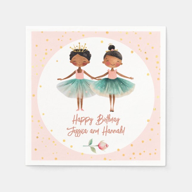 Cute Ballerina Ballet Pink Double Birthday Napkins (Front)