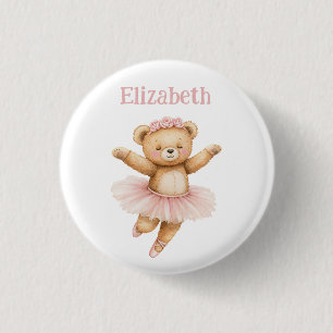Cute ballerina bear button
