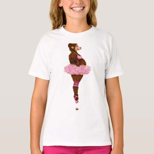 Cute Ballerina Bear T_Shirt Pink Tutu