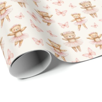 Cute ballerina bears wrapping paper