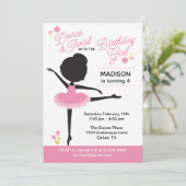 Cute Ballerina Birthday Girl Invitations (Standing Front)