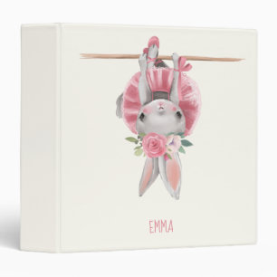 Cute Ballerina Bunny Personalized 3 Ring Binder