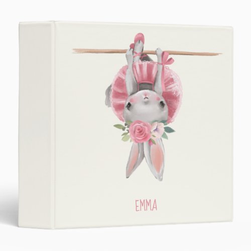 Cute Ballerina Bunny  Personalized 3 Ring Binder