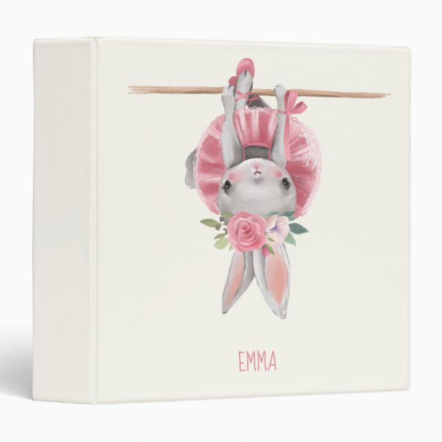 Cute Ballerina Bunny | Personalized 3 Ring Binder (Front/Spine)