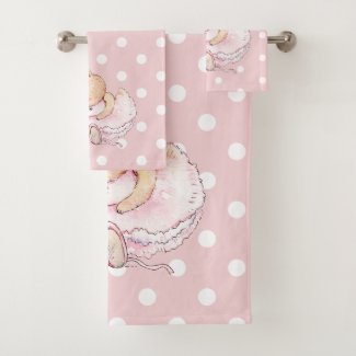 Cute Ballerina Bunny Rabbit Pink White Polka Dots 