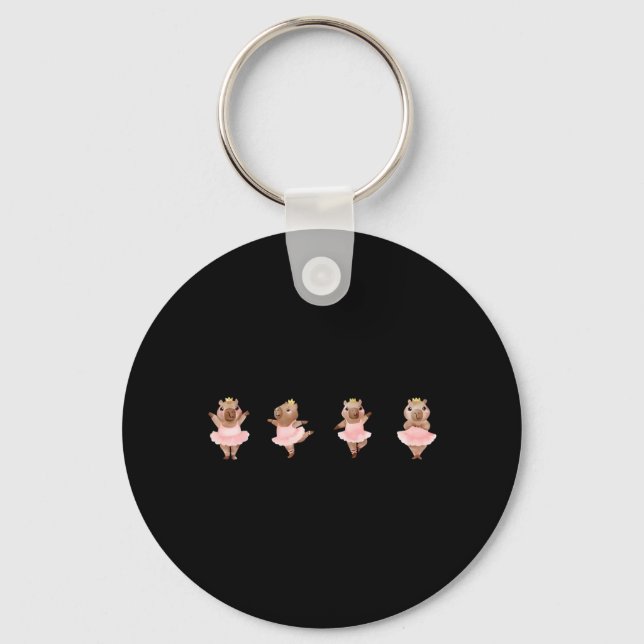Cute Ballerina Capybara Dancing Ballet Dance Keychain (Front)