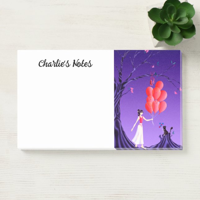Cute Ballerina & Cat Night Sky Notes (Office)