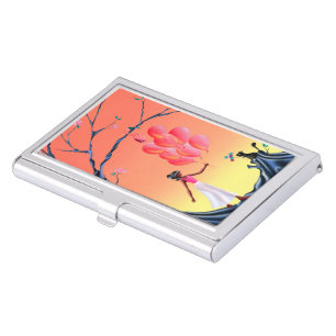 Cute Ballerina & Cat Sunset Business Card Case