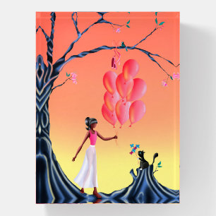 Cute Ballerina & Cat Sunset Paperweight