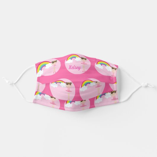 Cute Ballerina Custom Brunette Girl Adult Cloth Face Mask (Front, Unfolded)