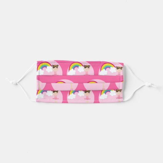Cute Ballerina Custom Brunette Girl Adult Cloth Face Mask (Front, Folded)