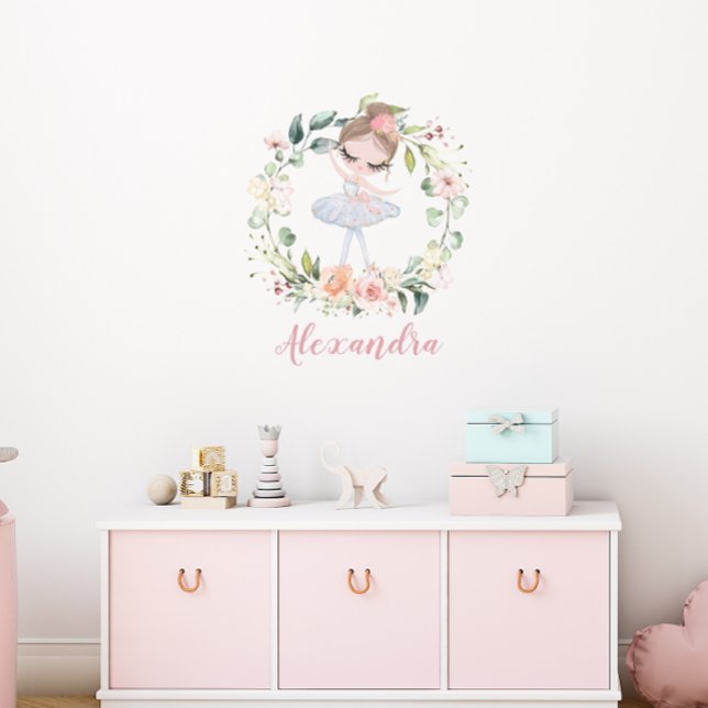 Cute Ballerina Custom Name Personalized Wall Decal (Creator Uploaded)