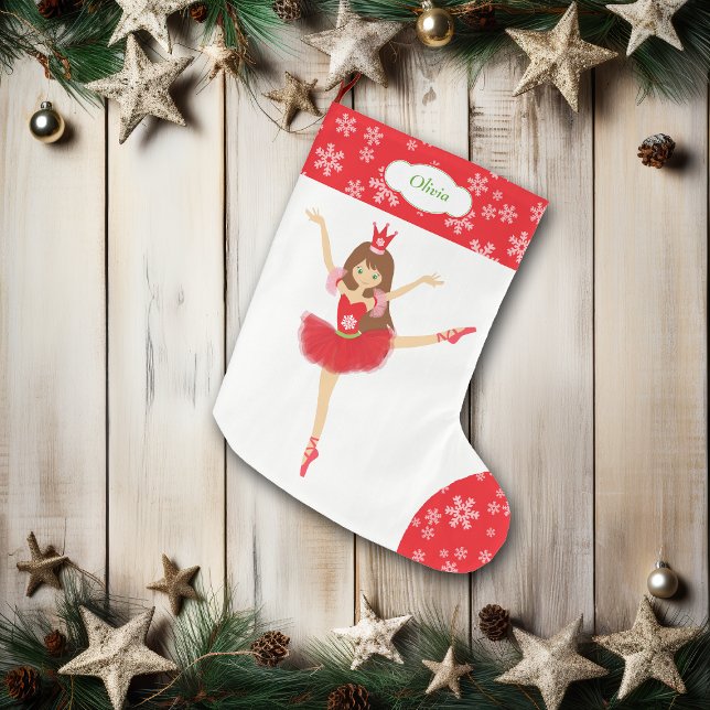 Cute Ballerina Dancer Personalized Large Christmas Stocking (Creator Uploaded)
