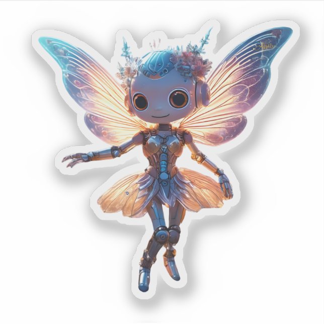 Cute Ballerina Dancing Robot Pixie Sticker (Front)