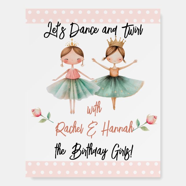 Cute Ballerina Double Birthday Foam Boards (Front)