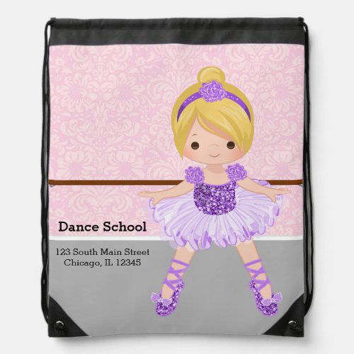 Cute Ballerina Drawstring Bag