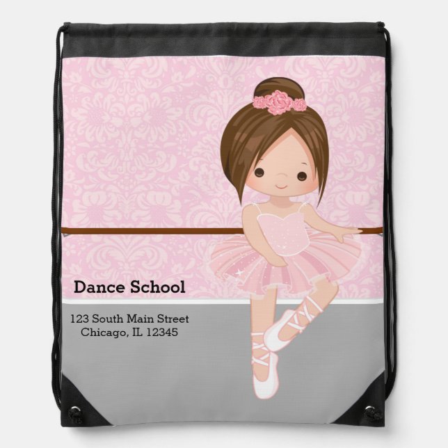 Cute Ballerina Drawstring Bag (Front)