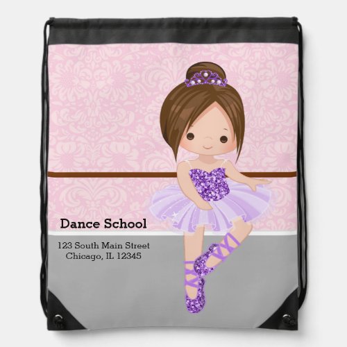 Cute Ballerina Drawstring Bag