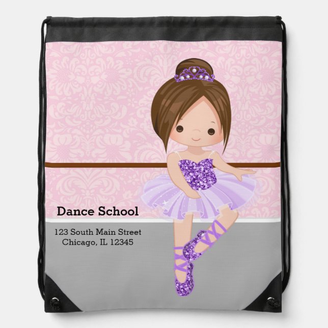 Cute Ballerina Drawstring Bag (Front)