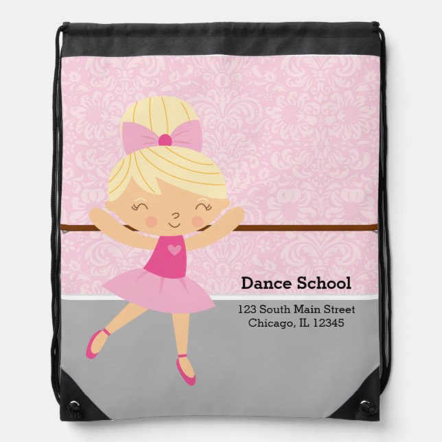 Cute Ballerina Drawstring Bag (Front)