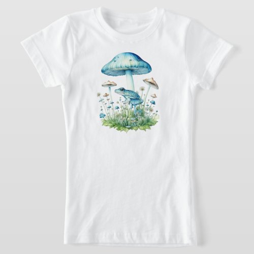 Cute ballerina frog tiptoeing through the mushroom T_Shirt