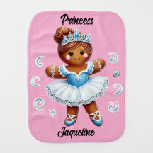 cute ballerina gingerbread girl Burp Cloth