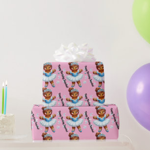cute ballerina gingerbread girl wrapping paper