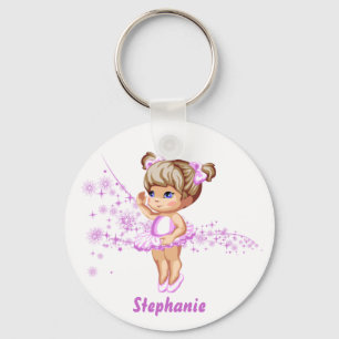 Cute Ballerina Girl Personalized Keychain