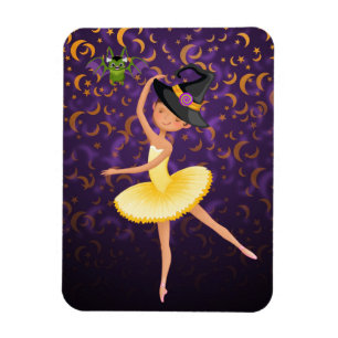 Cute Ballerina Halloween Bat and Moons Ballet Magnet