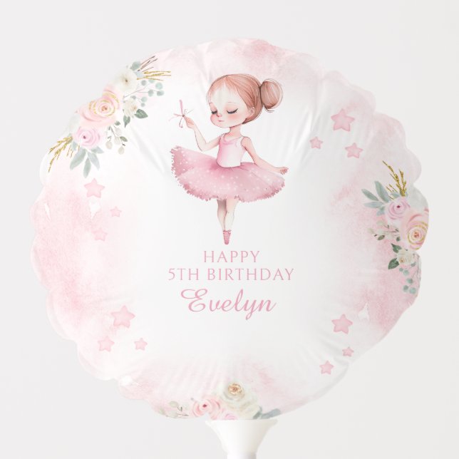 Cute ballerina happy birthday girl gift balloon (Front)