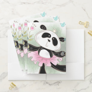 Cute Ballerina Panda Bear Pocket Folder